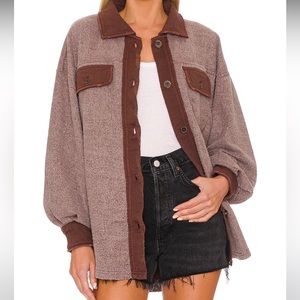 NEW FREE PEOPLE Ruby Jacket Shacket Date Night Plum Maroon Red oversized medium